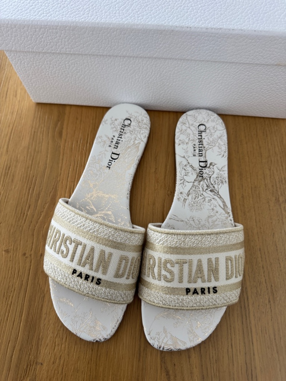 Dior Beige Canvas Logo Slip-On Mules - Picture 5 of 6